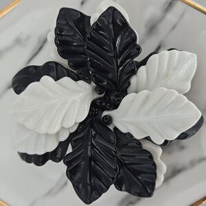 Black and White Flower Brooch
